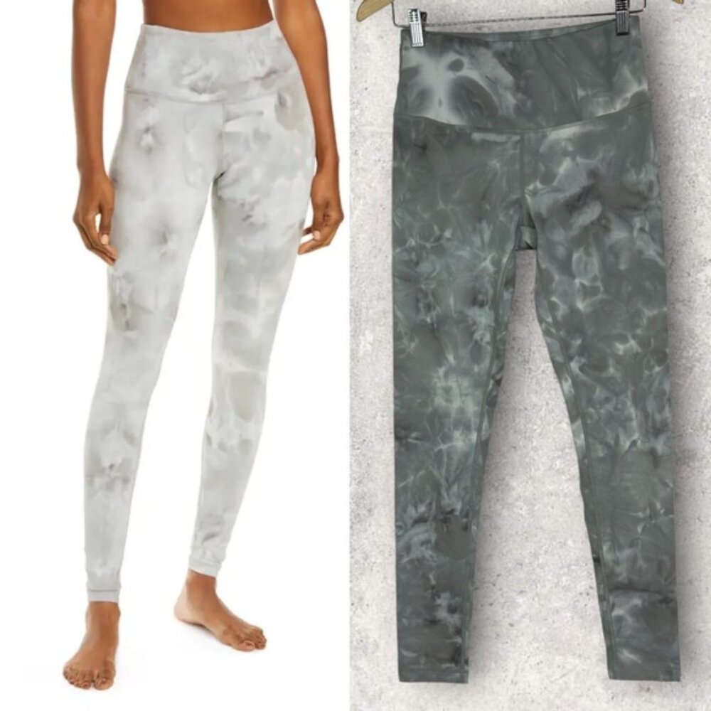 NEW Nordstrom Zella Grey Tie Dye Leggings High Rise Yoga Pant Fitness Size Small